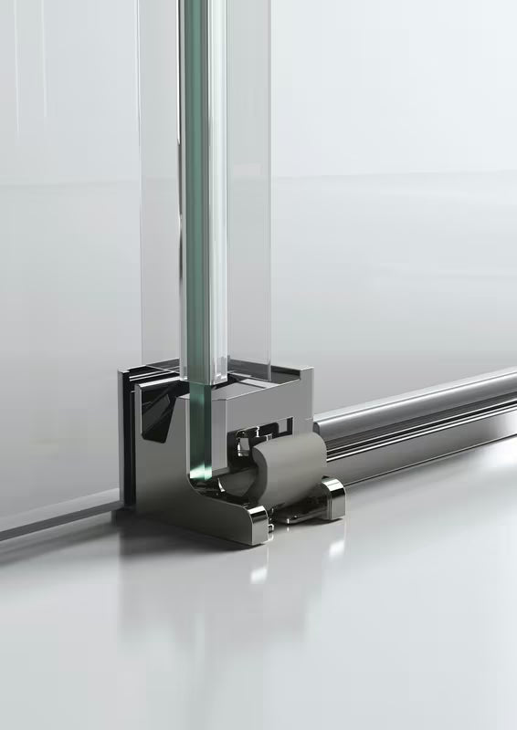 Kvadratna tuš kabina Hüppe Next Easy Entry 90x90 cm s kliznim vratima i prozirnim staklom, krom sjajni