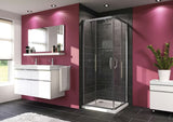 Kvadratna tuš kabina Hüppe Next 90x90 cm sa sjajnim kromiranim profilima i prozirnim staklom