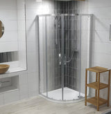 Polukružna tuš kabina Hüppe Next 90x90 cm s prozirnim staklom i profilima u sjajnom kromu