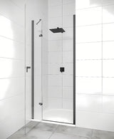 Bezokvirni tuš vrata Hüppe Strike New 120 cm s prozirnim staklom i crnim mat profilom