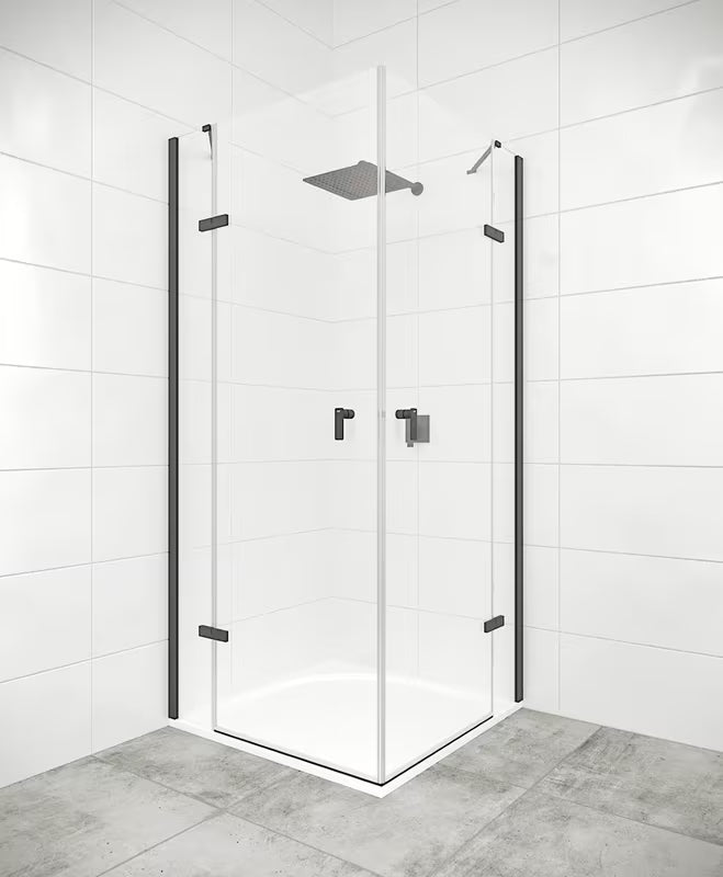 Kvadratni bezokvirni tuš kabina Hüppe Strike New 120x120 cm u mat crnoj boji s prozirnim staklom