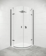 Polukružna tuš kabina Hüppe Strike New 100x100 cm s crnim profilima i prozirnim staklom