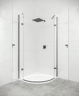 Polukružna tuš kabina Hüppe Strike New 100x100 cm s crnim profilima i prozirnim staklom