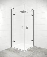 Pravokutni bezokvirni tuš kabina Hüppe Strike New 100x90 cm s prozirnim staklom i mat crnim profilima