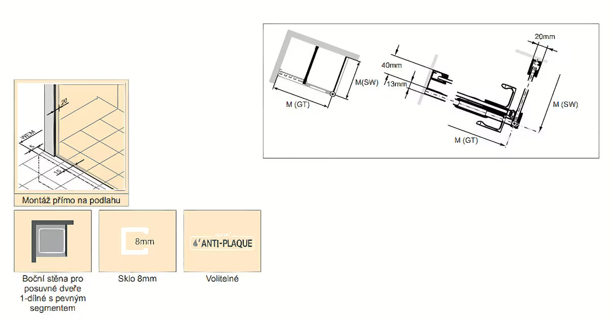 Tuš stranica za vrata  Hüppe Xtensa pure 90 cm u sjajnom kromu s prozirnim staklom