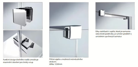 Tuš stijena Walk-In Hüppe Xtensa pure 140 cm u sjajnom kromu s prozirnim staklom i kliznim sustavom.