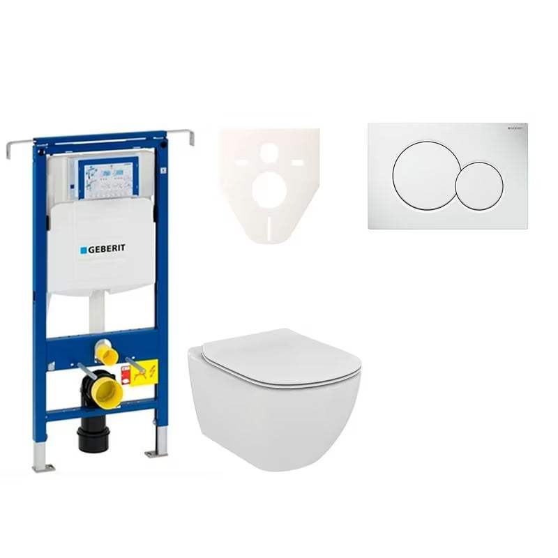 Viseći WC set Ideal Standard Tesi s modulom Geberit Duofix, tipkom Sigma 01 i zvučnoizolacijskim umetkom