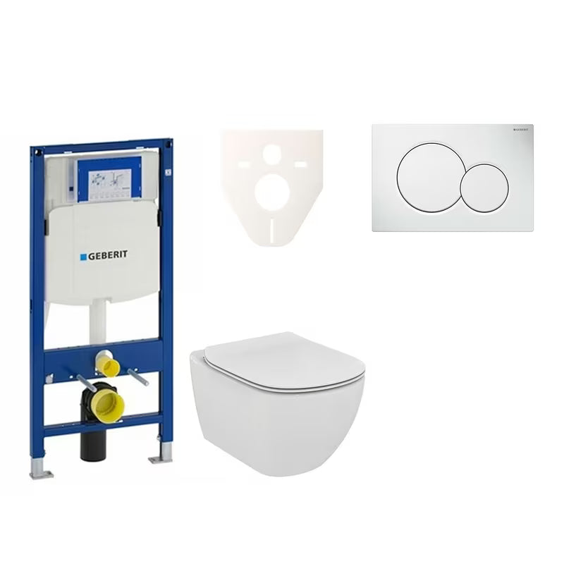 Viseći WC set Ideal Standard Tesi s modulom Geberit Duofix i tipkom Sigma 01 u bijeloj boji
