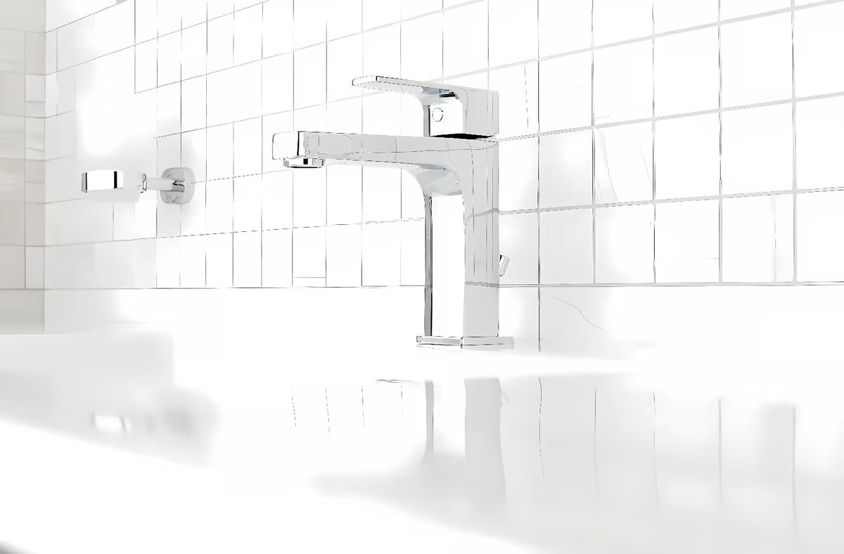 Krom miješalica za umivaonik Ideal Standard Esla s tehnologijom ColdStart i sjajnom, izdržljivom površinom.