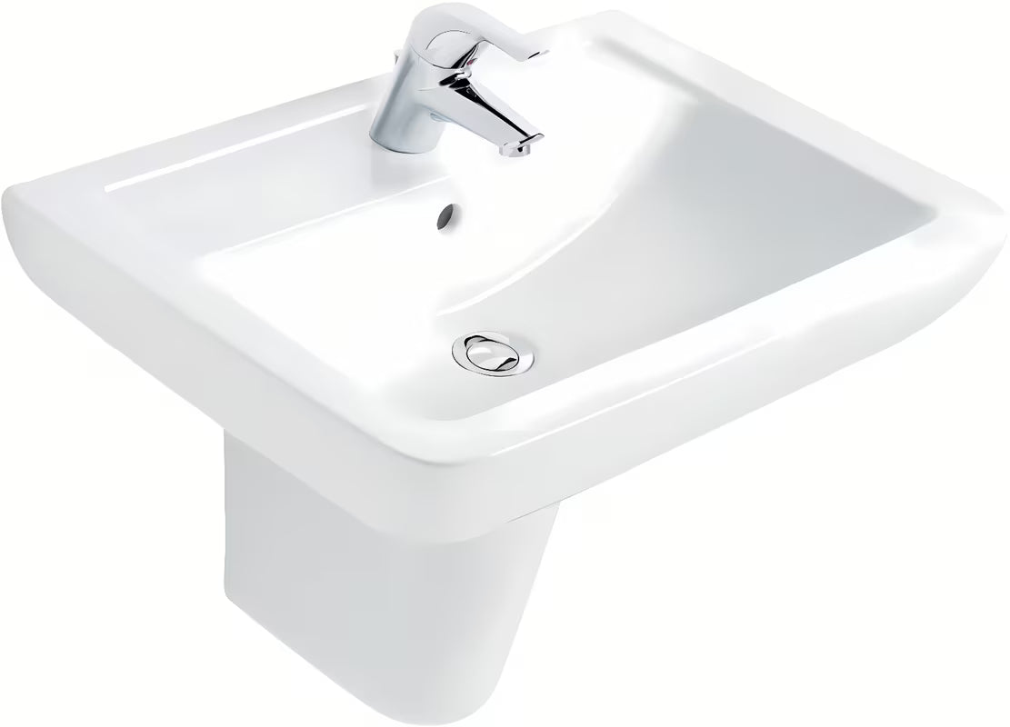 Bijeli viseće keramički umivaonik Ideal Standard Eurovit 60x46 cm s otvorom pro za slavinu u sredini.