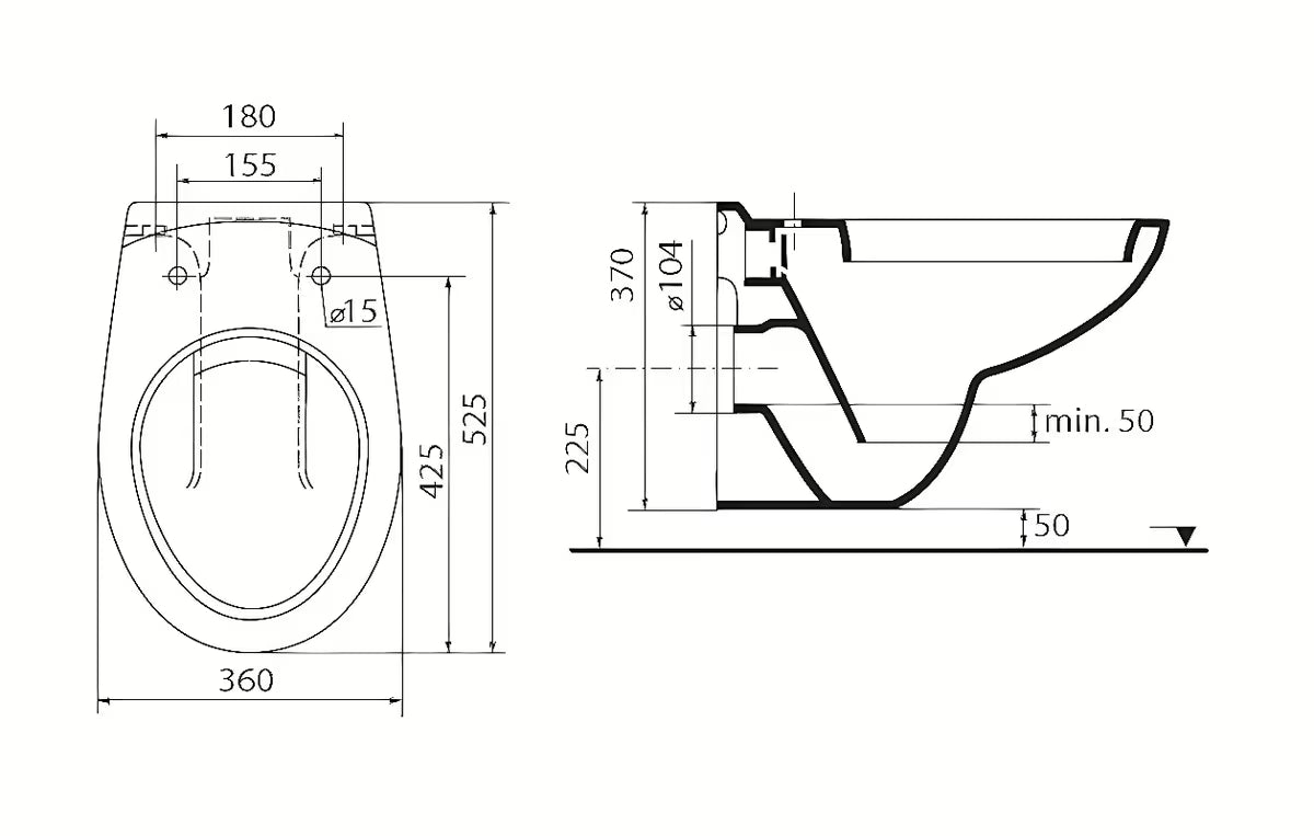 Bijeli viseća WC školjka Ideal Standard Eurovit s dubokim ispiranjem i tehnologijom BoxRim