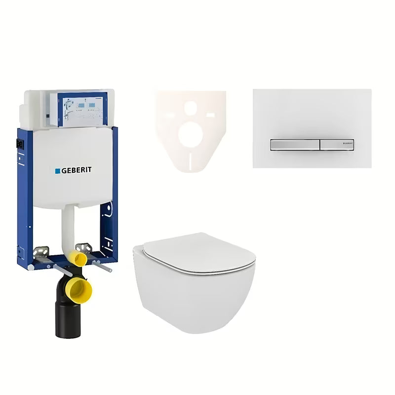 Viseći WC set Ideal Standard Tesi s modulom Geberit Kombifix i tipkom Sigma 50 u boji alpsko bijela