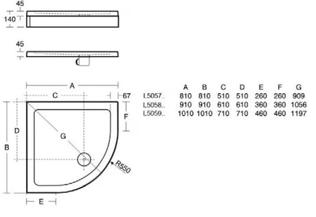 Bijela polukružna tuš kada Ideal Standard od lijevanog mramora 91x91 cm