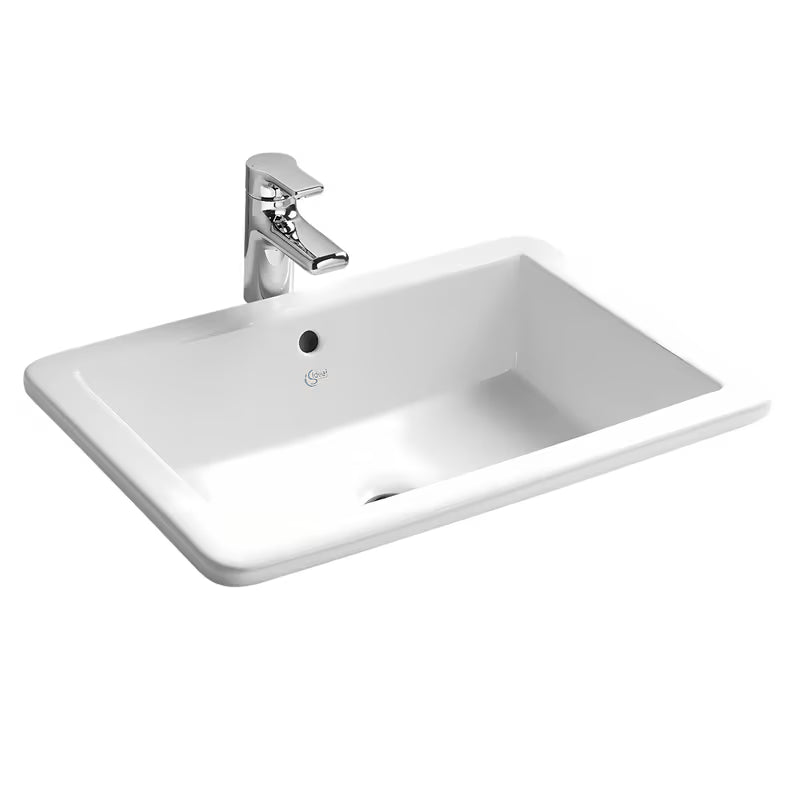 Bijeli keramički ugradbeni umivaonik Ideal Standard Strada 59,5x43,5 cm bez otvora za miješalicu