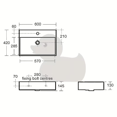 Ideal Standard Strada viseće četvrtasti umivaonik u bijeloj boji s otvorom pro za slavinu u sredini
