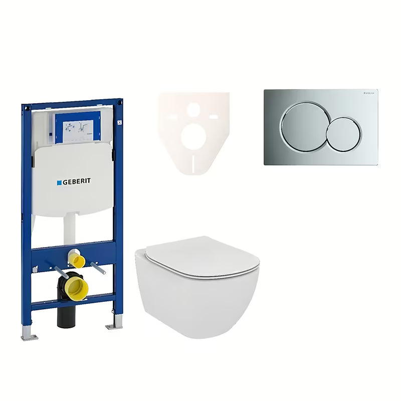 Viseći WC set Ideal Standard Tesi s modulom Geberit Duofix, tipkom Sigma 01 krom i zvučnoizolacijskim umetkom
