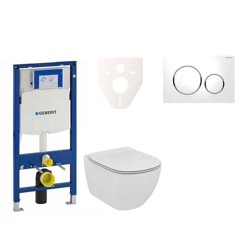 Viseći WC set Ideal Standard Tesi s modulom Geberit Duofix, tipkom Sigma 20 i zvučnoizolacijskim umetkom