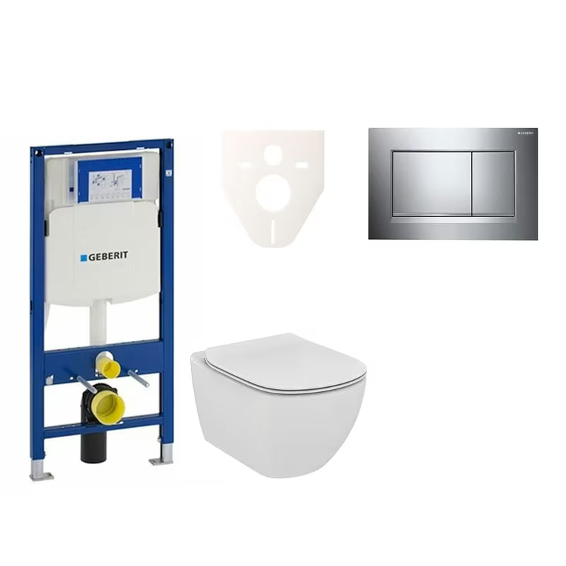 Viseći WC set Ideal Standard Tesi s modulom Geberit Duofix, tipkom Sigma 30 i zvučnoizolacijskim umetkom