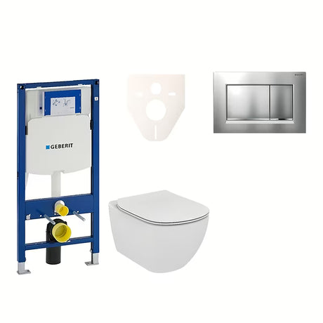 Viseći WC set Ideal Standard Tesi s modulom Geberit Duofix, tipkom Sigma 30 i zvučnoizolacijskim umetkom