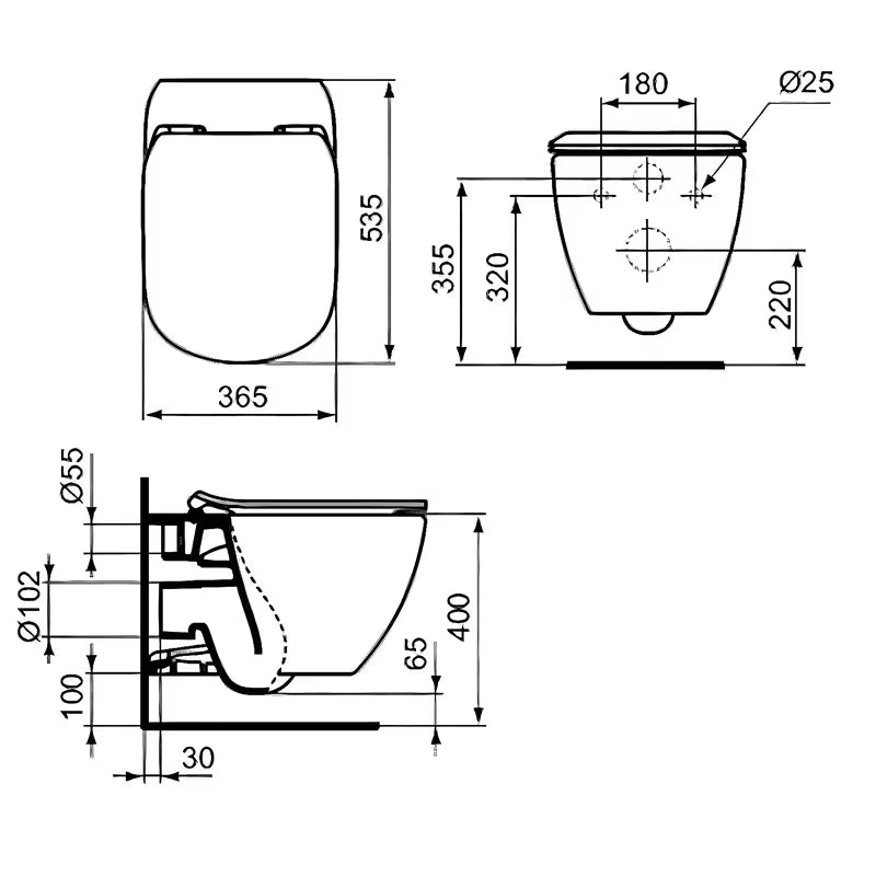 Bijeli viseća WC školjka Ideal Standard Tesi sa skrivenim pričvršćenjem i tehnologijom ispiranja AquaBlade®.