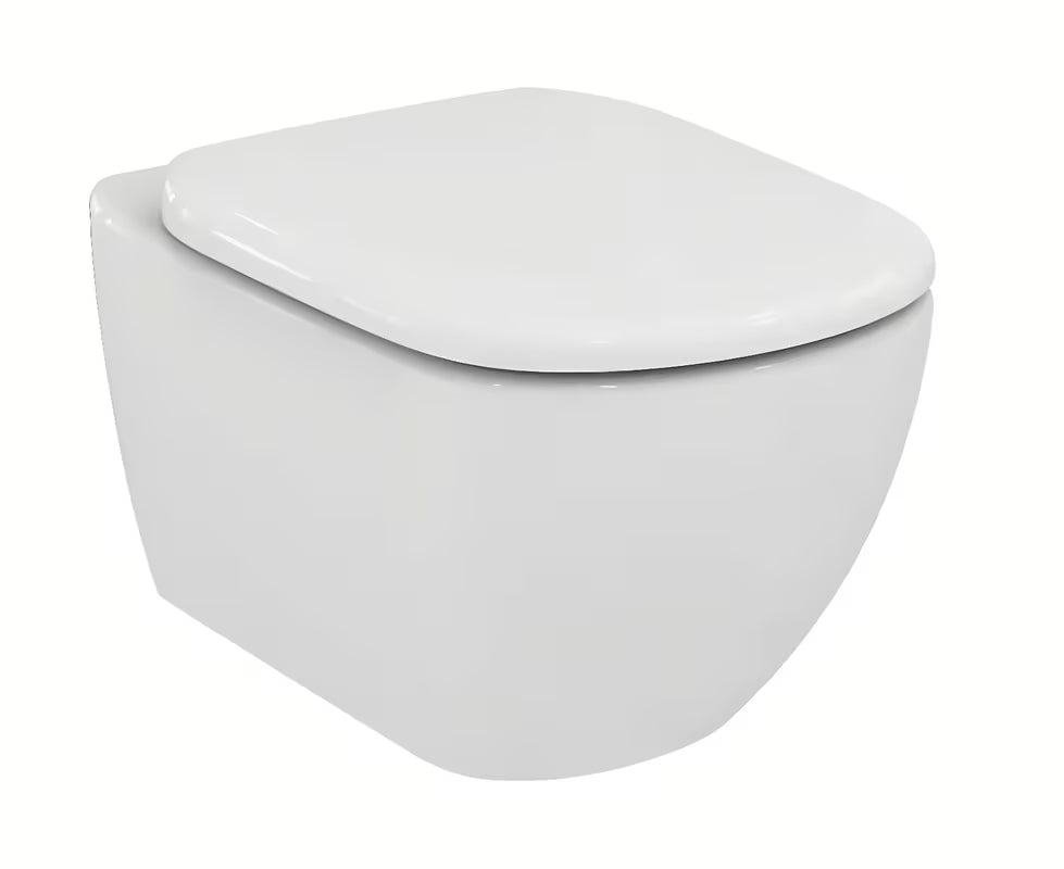 Bijela WC daska Ideal Standard Tesi od duroplasta sa sporim spuštanjem soft Close i wrapover dizajnom.