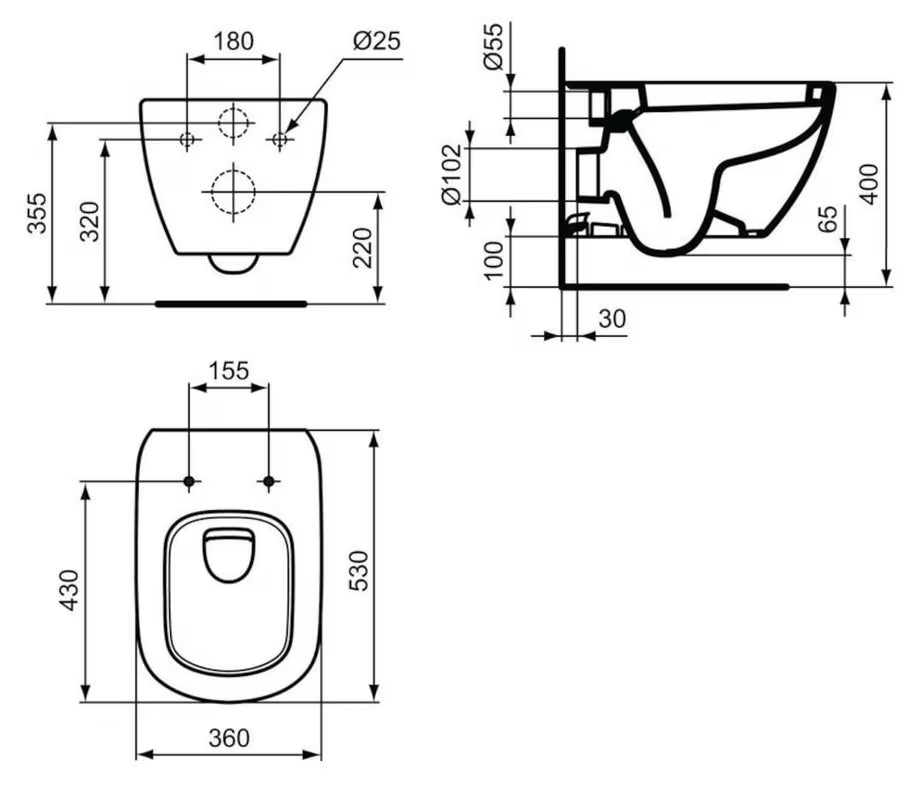 Bijeli viseća WC školjka Ideal Standard Tesi sa skrivenim pričvršćenjem i modernim ovalnim dizajnom