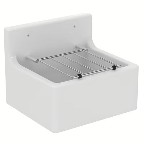 Bijela viseća servisni izljevnik Ideal Standard Service 45,5x38 cm s kromiranom rešetkom