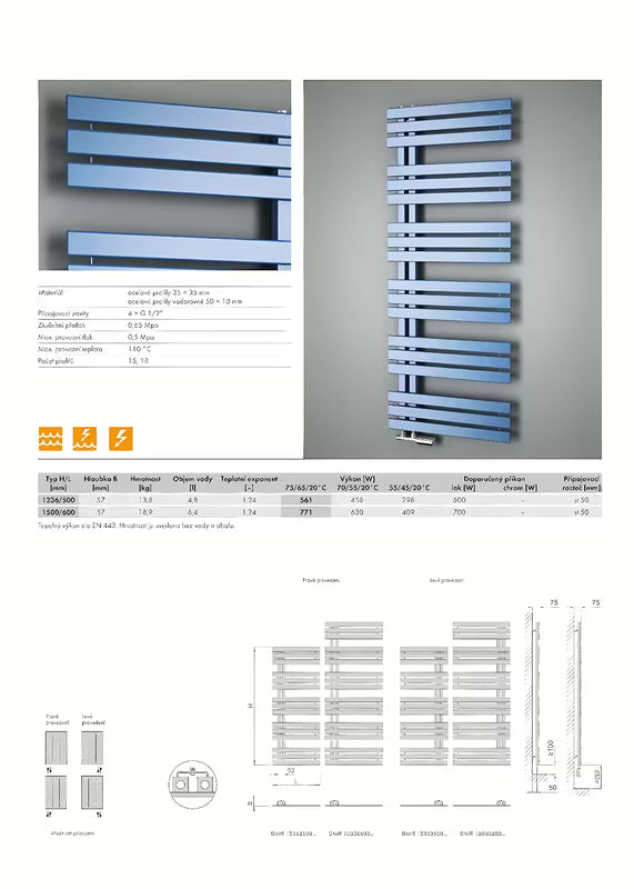 Bijeli radijator Isan Miro 60x150 cm od glatkih čeličnih profila za centralno grijanje