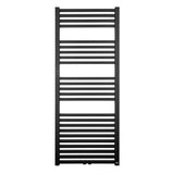 Kombinirani radijator Isan Quadrat u crnoj mat boji sa središnjim zidnim priključkom.