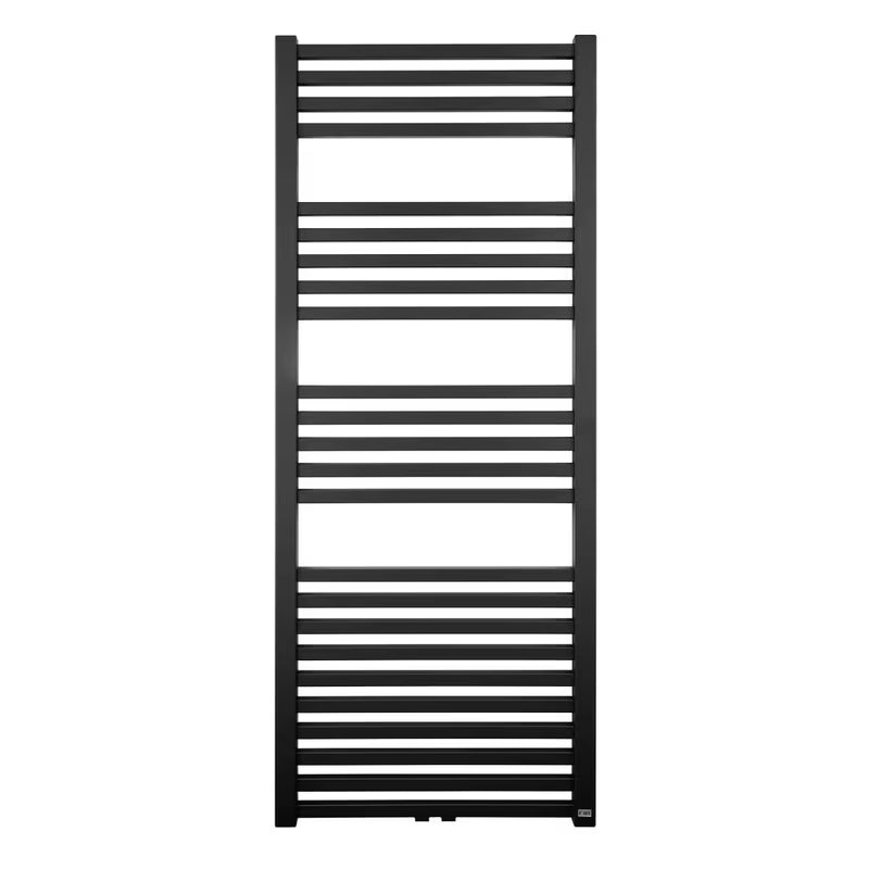 Kombinirani radijator Isan Quadrat u crnoj mat boji sa središnjim zidnim priključkom.