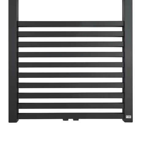 Kombinirani radijator Isan Quadrat u crnoj mat boji sa središnjim zidnim priključkom.