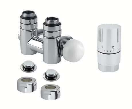 Isan termostatski set kutni središnji u bijeloj boji pro kombinirani priključak, lijevi