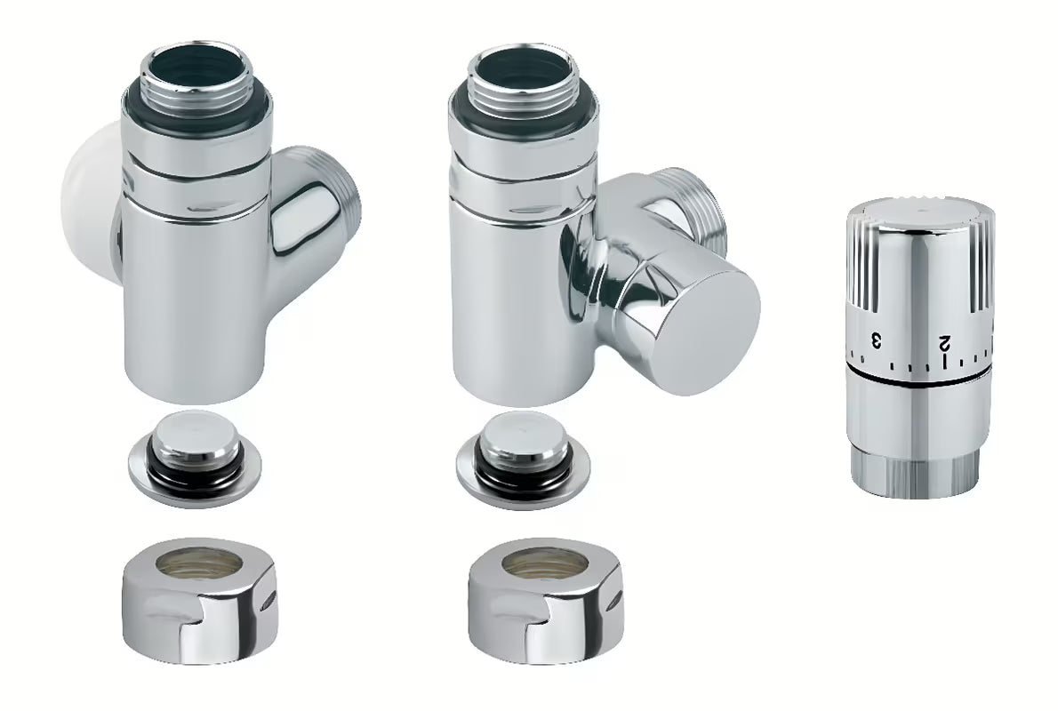 Termostatski kutni triaxial set Isan Chrome u krom izvedbi pro desni priključak za bakrene cijevi