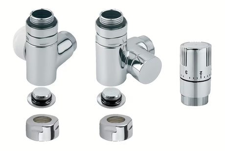 Termostatski kutni triaxial set Isan Chrome u krom izvedbi pro desni priključak za bakrene cijevi