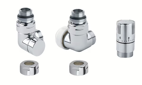 Isan Chrome termostatski kutni triaxial set u krom izvedbi pro desni priključak s termostatskom glavom