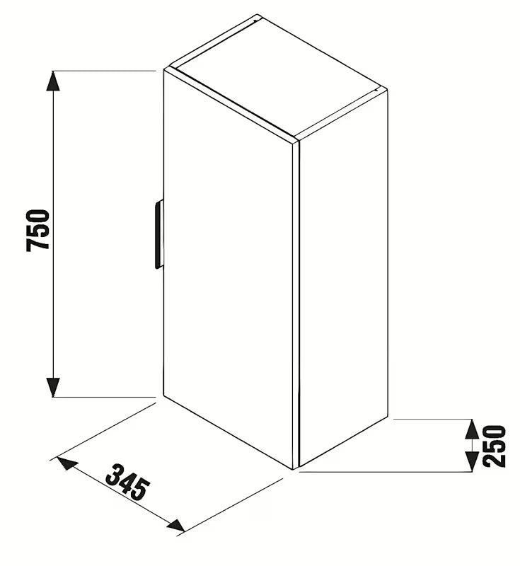 Visoka viseća kupaonski ormarić Jika Cube u bijeloj boji s crnom ručkicom