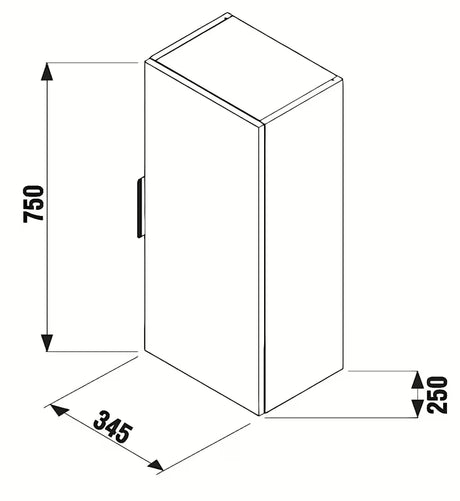 Visoka viseća kupaonski ormarić Jika Cube u bijeloj boji s crnom ručkicom