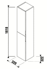 Visoka viseća kupaonski ormarić Jika Cubito u dekoru hrasta s policama i vratima s lijevim ili desnim otvaranjem.