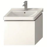 Bijela viseća ormarić ispod umivaonika Jika Cubito 59x42,7x48 cm s ladicom s punim izvlačenjem