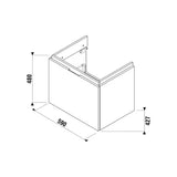 Bijela viseća ormarić ispod umivaonika Jika Cubito 59x42,7x48 cm s ladicom s punim izvlačenjem