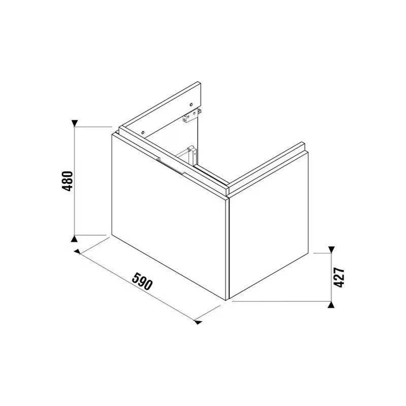 Bijela viseća ormarić ispod umivaonika Jika Cubito 59x42,7x48 cm s ladicom s punim izvlačenjem