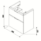 Bijela viseća ormarić ispod umivaonika Jika Cubito s dvije ladice, dimenzija 59x43,1x68,3 cm.