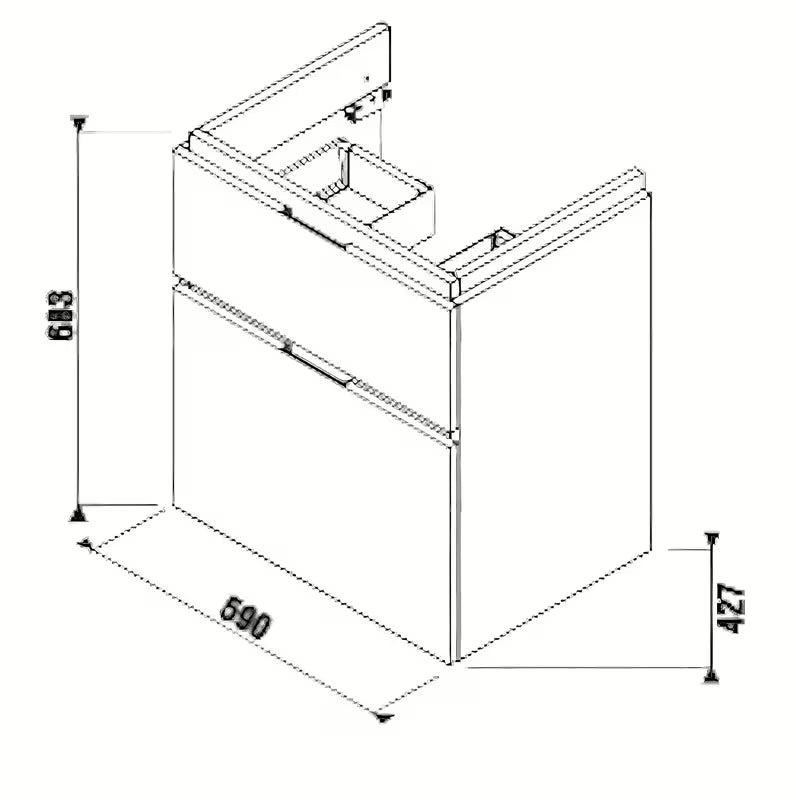 Bijela viseća ormarić ispod umivaonika Jika Cubito s dvije ladice, dimenzija 59x43,1x68,3 cm.