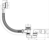 Odljevno preljevna Garnitura Za Kadu Jika Deep u krom izvedbi s upravljanjem sajlom i fleksibilnim preljevom.