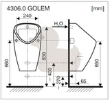 Bijeli pisoar Jika Golem s unutarnjim dovodom u klasičnom dizajnu.