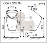 Bijeli pisoar Jika Golem s vanjskim dovodom u klasičnoj izvedbi