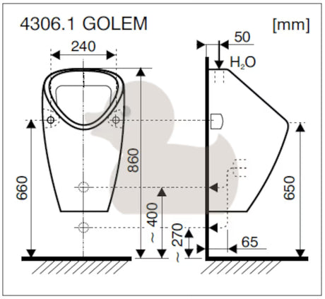 Bijeli pisoar Jika Golem s vanjskim dovodom u klasičnoj izvedbi