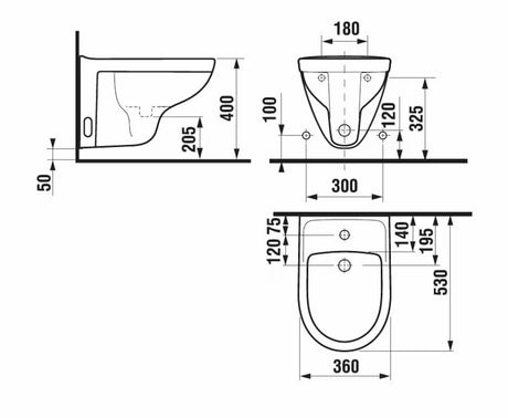Bijeli viseći bide Jika Lyra Plus s otvorom pro za slavinu