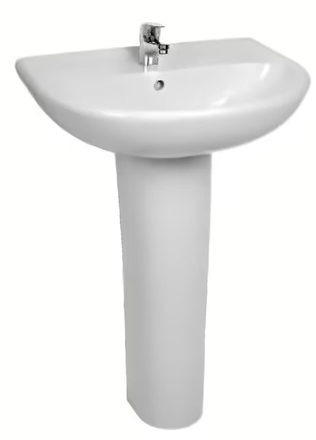 Bijeli stup za umivaonik Jika Lyra Plus pro za prikrivanje vodovodnih priključaka i uredan izgled kupaonice.