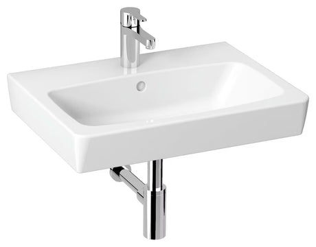 Bijeli keramički umivaonik za kupaonski ormarić Jika Lyra Plus Viva 60 x 45 cm s otvorom pro za slavinu u sredini.